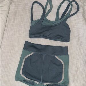 FP Movement by Free People Sports Bra and Shorts Set - Dark Teal and teal